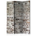 Room Divider Screen Walls of Time (3-piece) - light pattern with weathered brick texture 124085