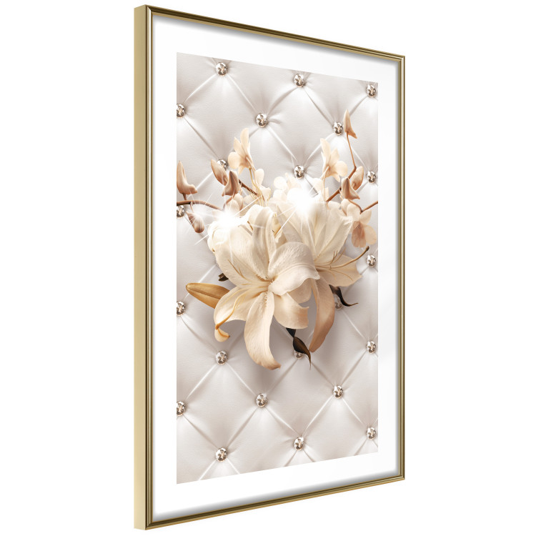 Poster Diamond Lilies - lily flower against white texture with crystals 124485 additionalImage 8
