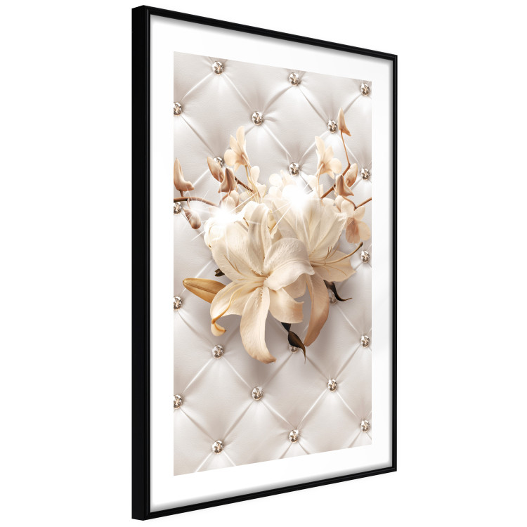 Poster Diamond Lilies - lily flower against white texture with crystals 124485 additionalImage 13