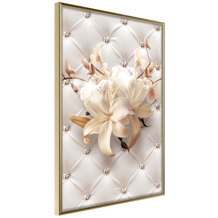 Poster Diamond Lilies - lily flower against white texture with crystals 124485 additionalImage 14