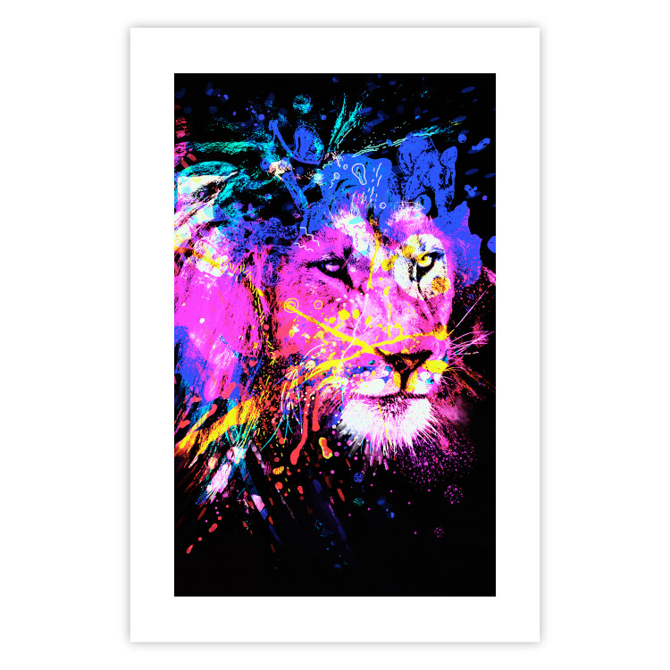 Wall Poster Rainbow Mane - colorful and abstract tiger head on a black background 126885 additionalImage 19