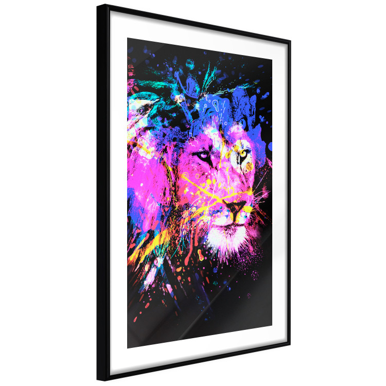 Wall Poster Rainbow Mane - colorful and abstract tiger head on a black background 126885 additionalImage 8