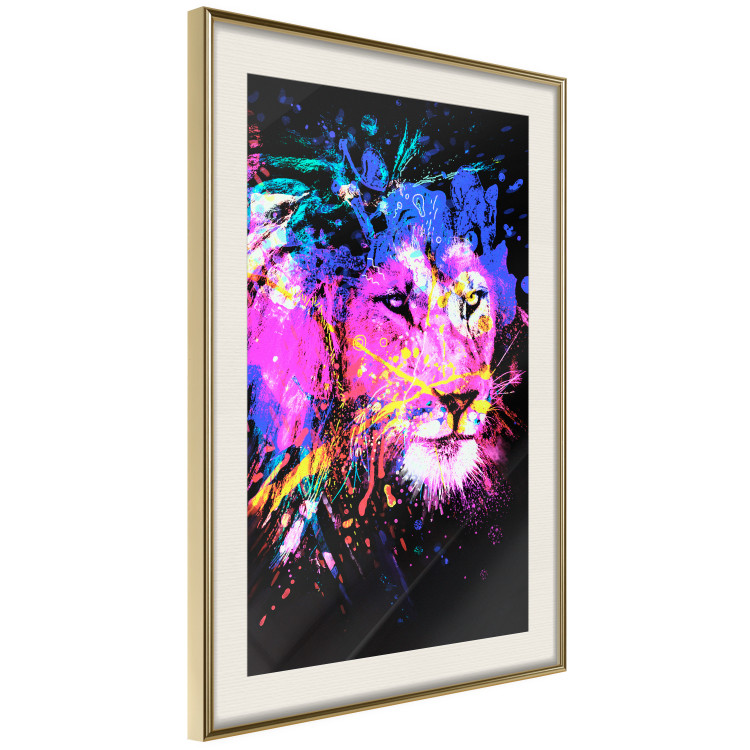Wall Poster Rainbow Mane - colorful and abstract tiger head on a black background 126885 additionalImage 3