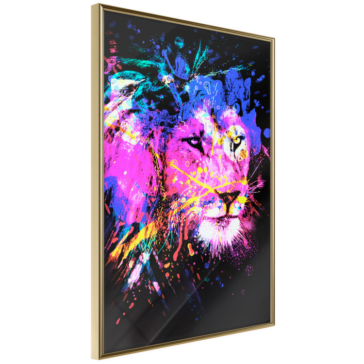 Wall Poster Rainbow Mane - colorful and abstract tiger head on a black background 126885 additionalImage 12