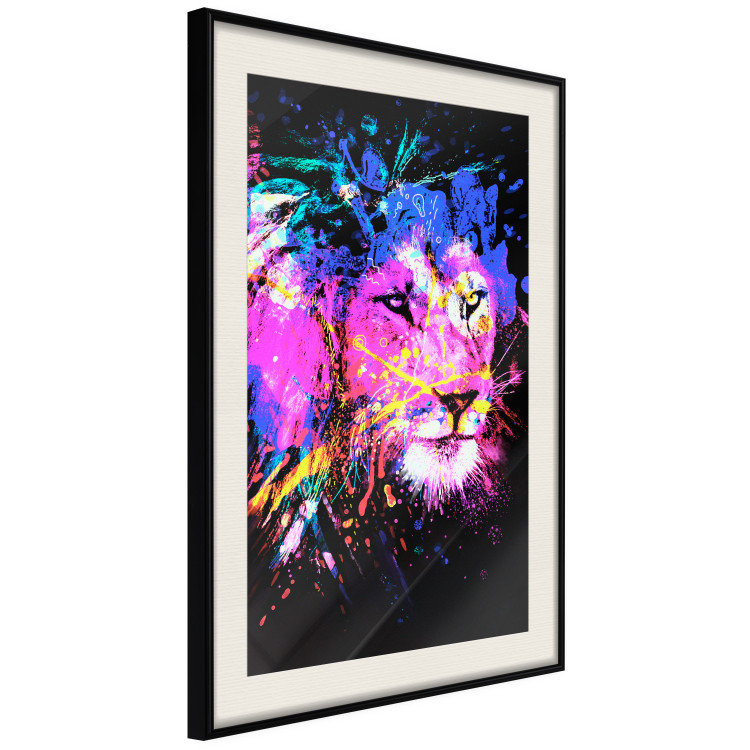 Wall Poster Rainbow Mane - colorful and abstract tiger head on a black background 126885 additionalImage 2