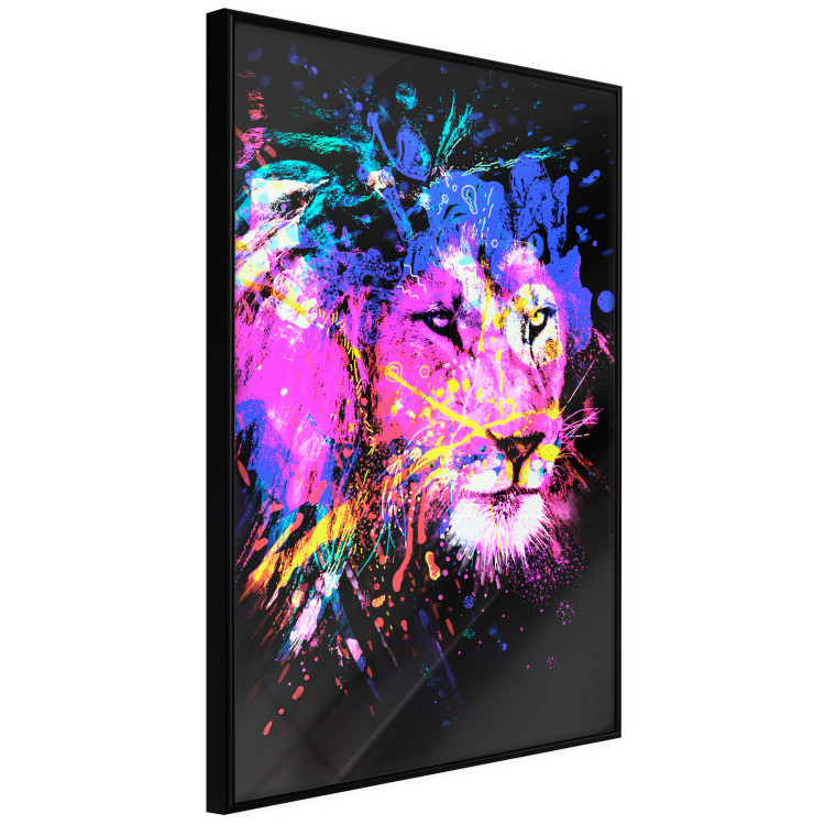 Wall Poster Rainbow Mane - colorful and abstract tiger head on a black background 126885 additionalImage 13