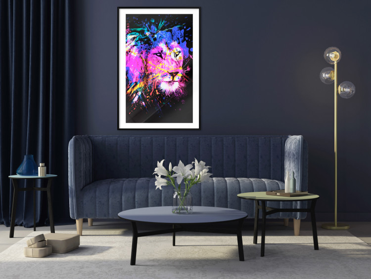 Wall Poster Rainbow Mane - colorful and abstract tiger head on a black background 126885 additionalImage 18