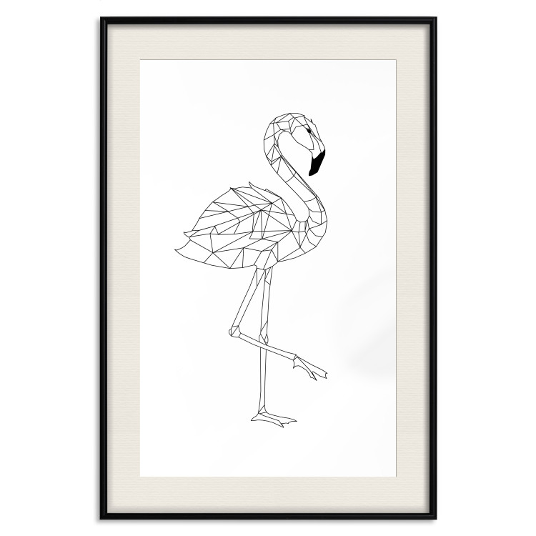 Poster Serene Flamingo - line art of bird with geometric figures on white background 128385 additionalImage 8