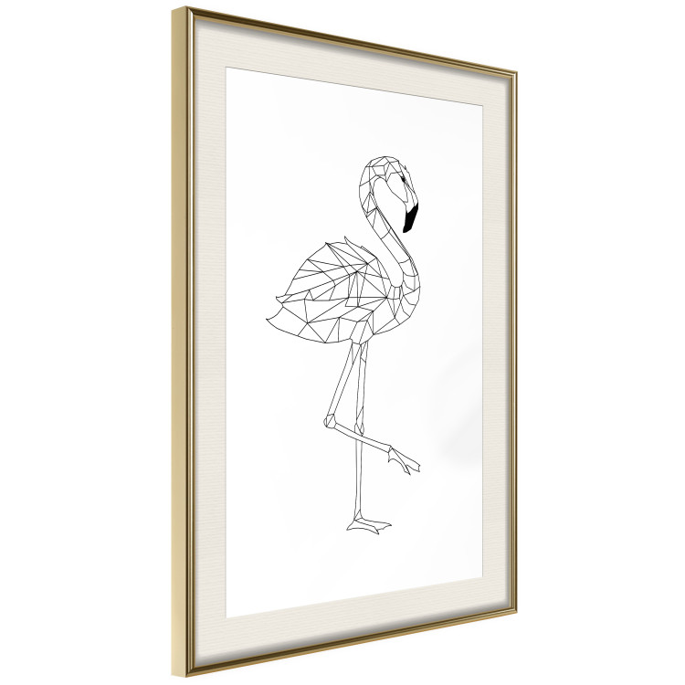 Poster Serene Flamingo - line art of bird with geometric figures on white background 128385 additionalImage 12