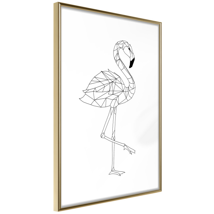 Poster Serene Flamingo - line art of bird with geometric figures on white background 128385 additionalImage 3