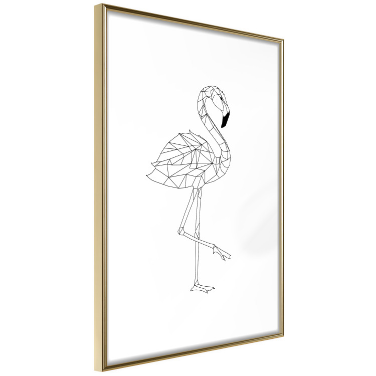 Poster Serene Flamingo - line art of bird with geometric figures on white background 128385 additionalImage 13