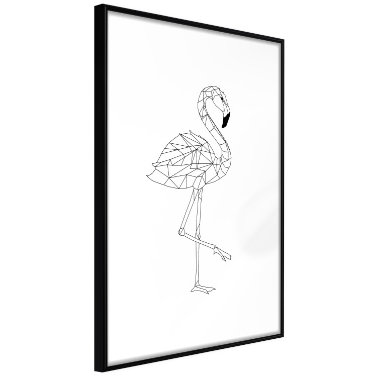 Poster Serene Flamingo - line art of bird with geometric figures on white background 128385 additionalImage 2