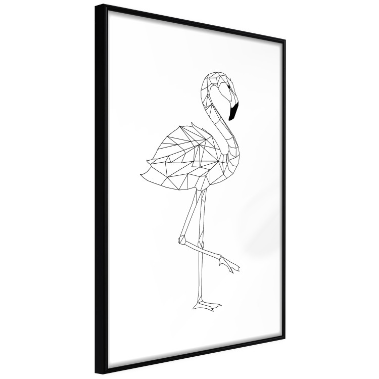 Poster Serene Flamingo - line art of bird with geometric figures on white background 128385 additionalImage 4