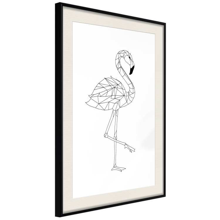 Poster Serene Flamingo - line art of bird with geometric figures on white background 128385 additionalImage 5