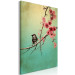 Canvas Print Cherry Blossoms (1-part) vertical - spring bird on a blue background 129385 additionalThumb 2