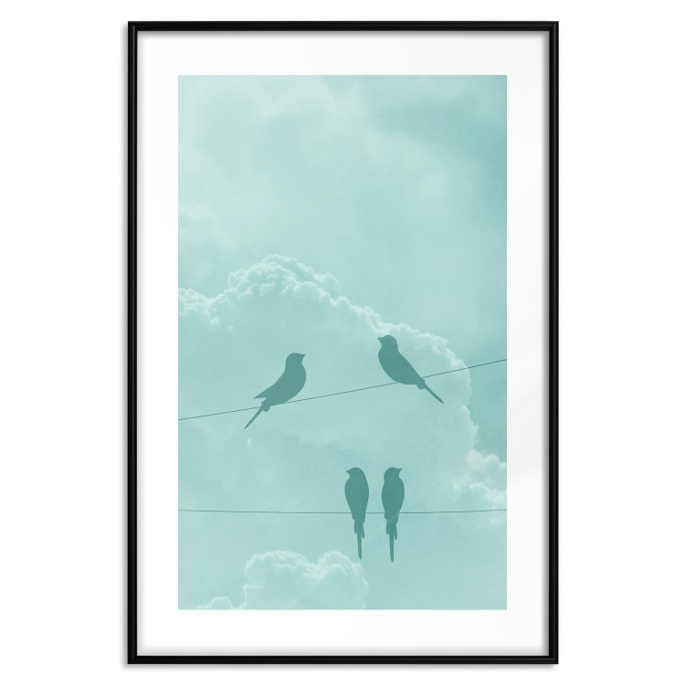 Wall Poster Seagreen Sky - abstract birds against light sky and clouds 129585 additionalImage 15