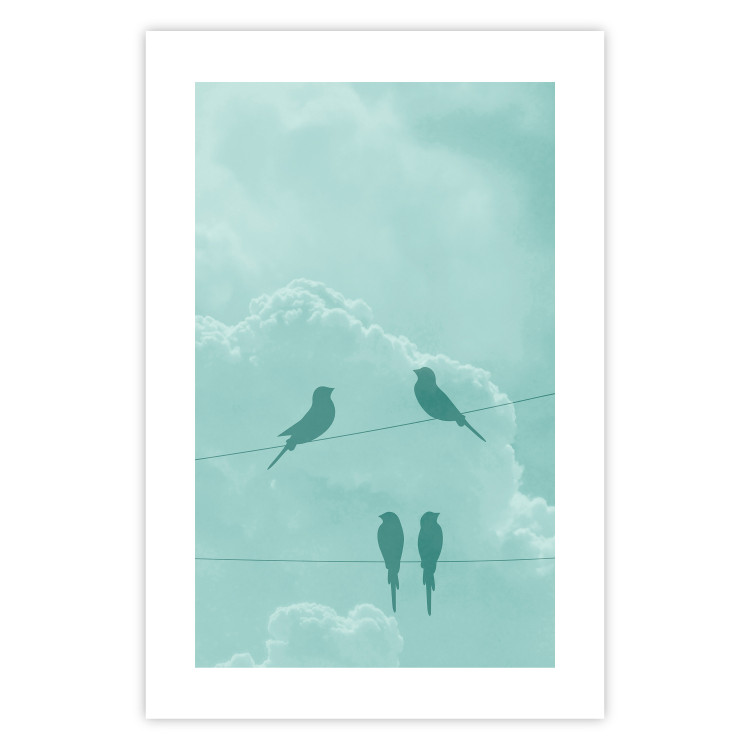 Wall Poster Seagreen Sky - abstract birds against light sky and clouds 129585 additionalImage 25