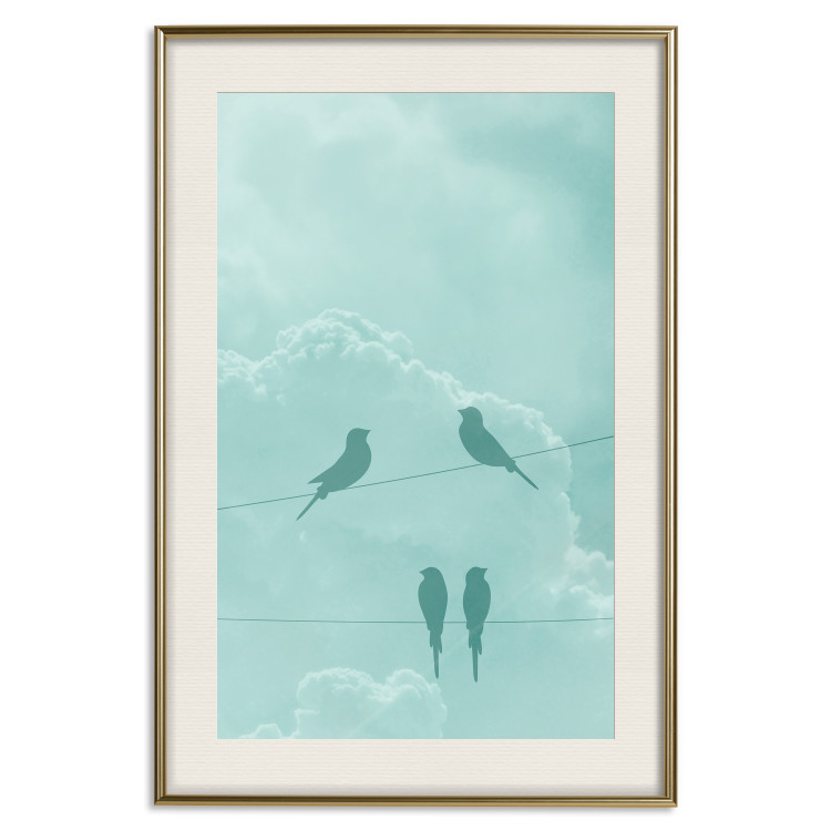 Wall Poster Seagreen Sky - abstract birds against light sky and clouds 129585 additionalImage 20
