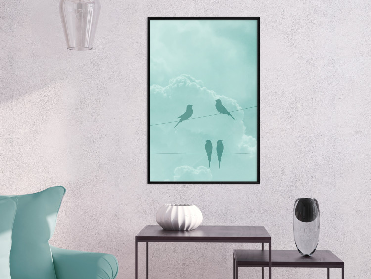 Wall Poster Seagreen Sky - abstract birds against light sky and clouds 129585 additionalImage 6