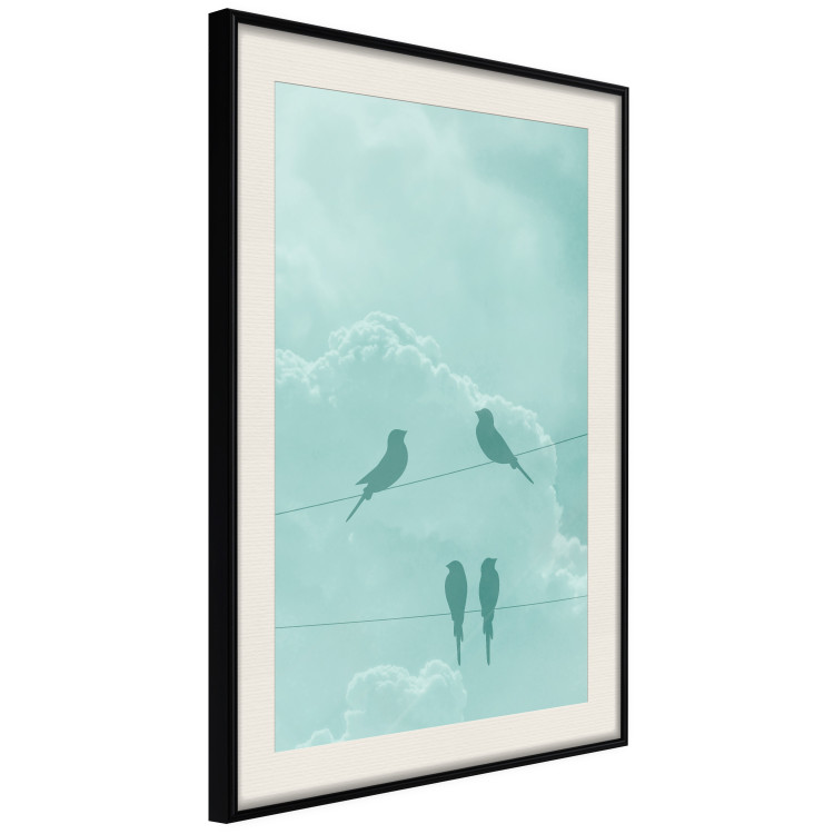 Wall Poster Seagreen Sky - abstract birds against light sky and clouds 129585 additionalImage 2