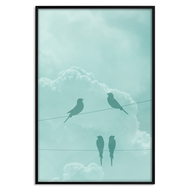Wall Poster Seagreen Sky - abstract birds against light sky and clouds 129585 additionalImage 18