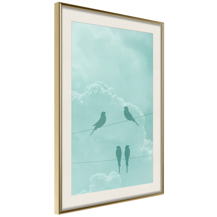 Wall Poster Seagreen Sky - abstract birds against light sky and clouds 129585 additionalImage 3