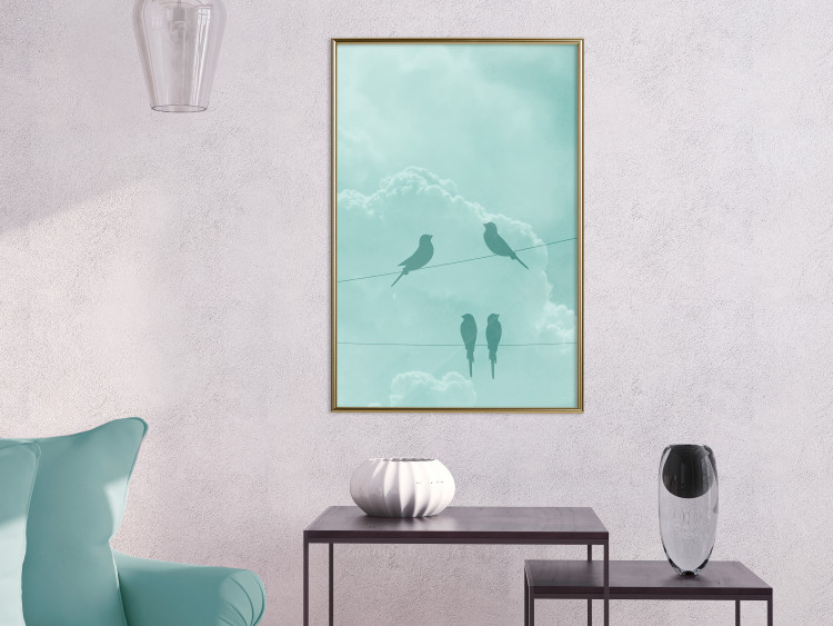 Wall Poster Seagreen Sky - abstract birds against light sky and clouds 129585 additionalImage 7