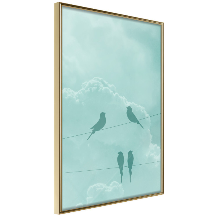 Wall Poster Seagreen Sky - abstract birds against light sky and clouds 129585 additionalImage 12