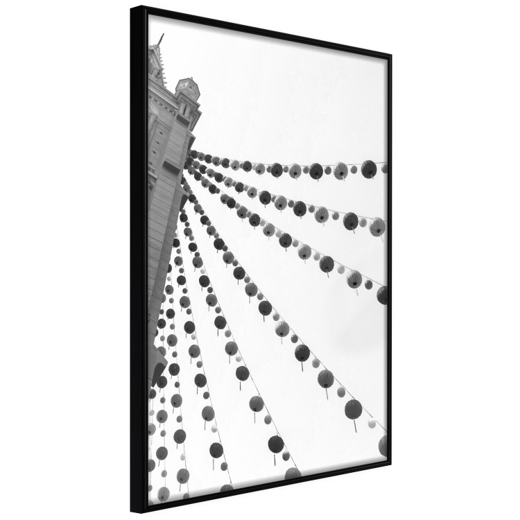 Poster Joyful Fair - gray architecture of a building with hanging decorations 129785 additionalImage 13