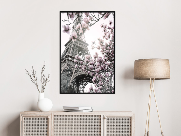 Poster Magnolias in the Sun of Paris - pink flowers against the gray backdrop of the Eiffel Tower 132285 additionalImage 6