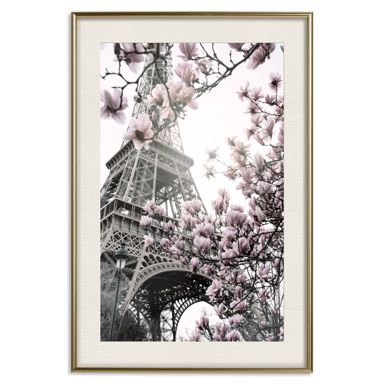 Poster Magnolias in the Sun of Paris - pink flowers against the gray backdrop of the Eiffel Tower 132285 additionalImage 20