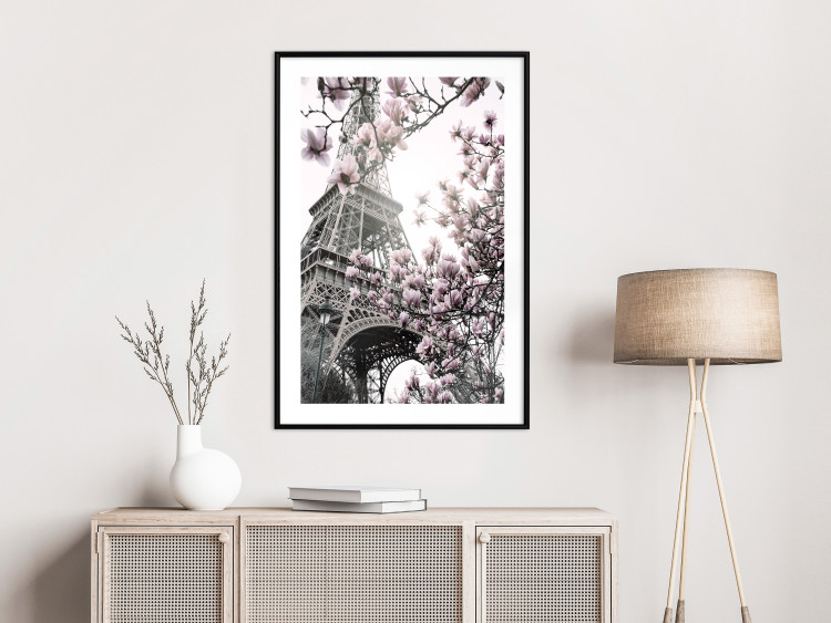 Poster Magnolias in the Sun of Paris - pink flowers against the gray backdrop of the Eiffel Tower 132285 additionalImage 23