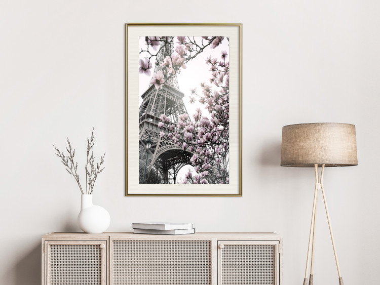 Poster Magnolias in the Sun of Paris - pink flowers against the gray backdrop of the Eiffel Tower 132285 additionalImage 22