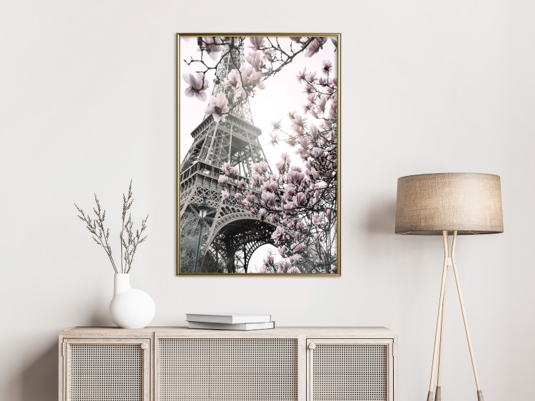 Poster Magnolias in the Sun of Paris - pink flowers against the gray backdrop of the Eiffel Tower 132285 additionalImage 7