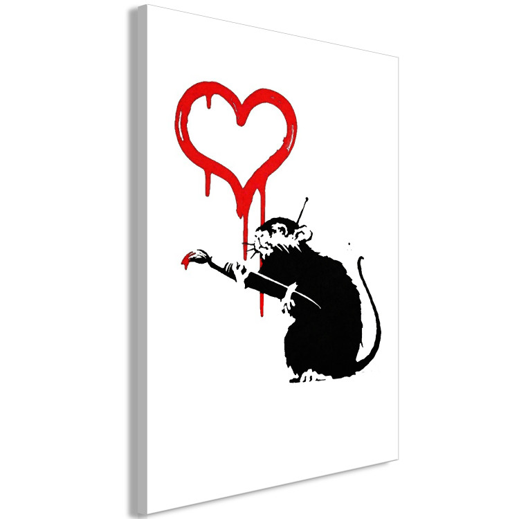 Canvas Print Love Rat (1-piece) Vertical - street art of a rat as a heart painter 132485 additionalImage 2