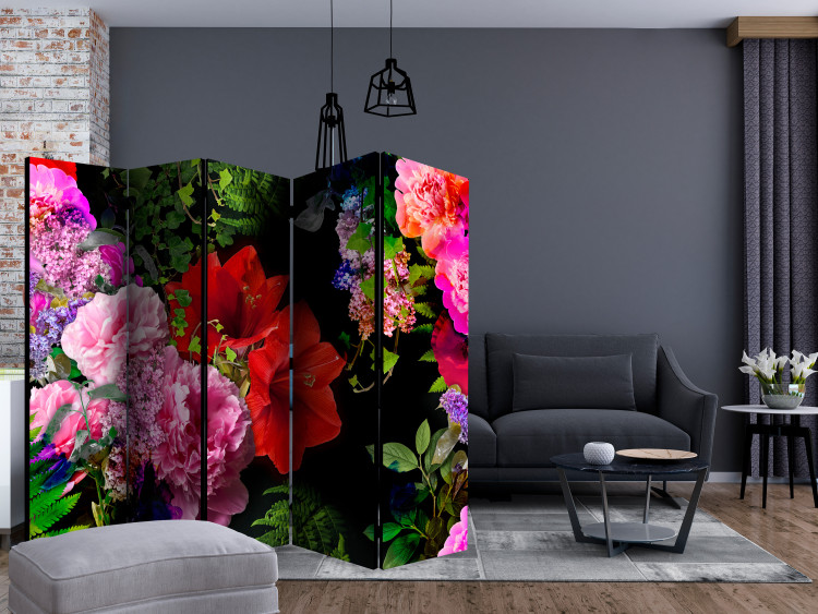 Room Divider Summer Evening II (5-piece) - romantic colorful bouquet with roses 132685 additionalImage 4