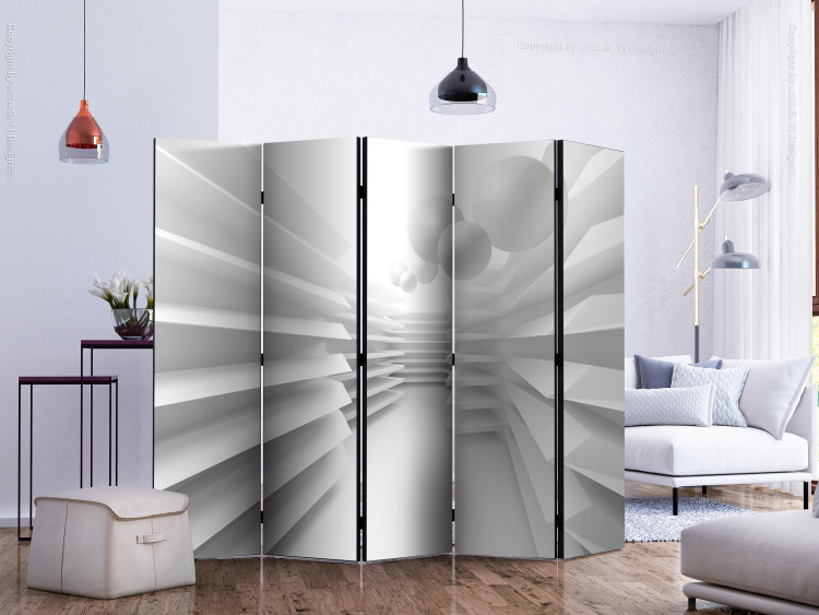 Room Divider White Labyrinth II (5-piece) - path among abstract shapes 132785 additionalImage 2