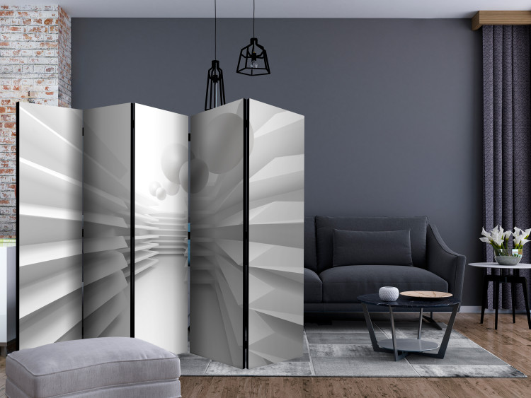 Room Divider White Labyrinth II (5-piece) - path among abstract shapes 132785 additionalImage 4