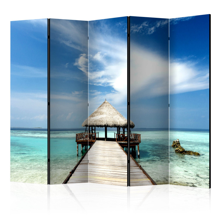 Folding Screen Holiday Adventure II (5-piece) - ocean against a tropical sky 132885