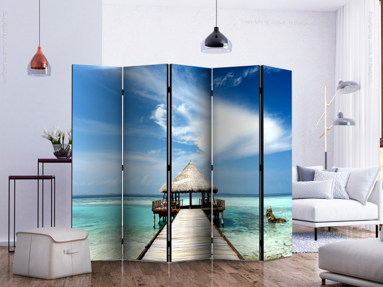 Folding Screen Holiday Adventure II (5-piece) - ocean against a tropical sky 132885 additionalImage 2