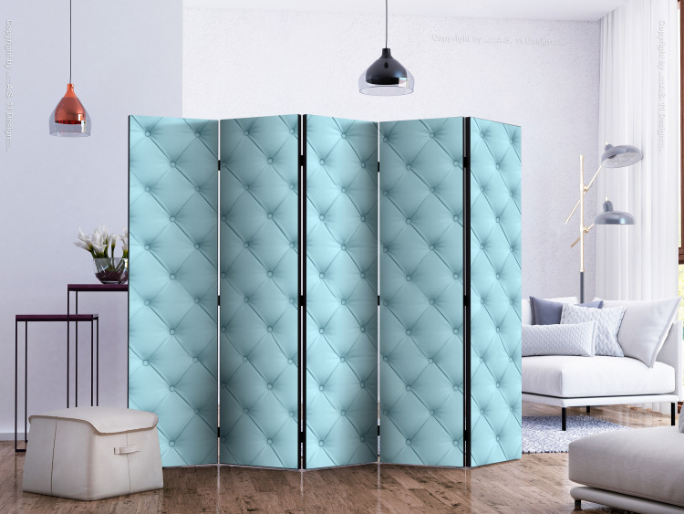 Room Divider Foam II (5-piece) - simple blue composition in quilted pattern 133085 additionalImage 2