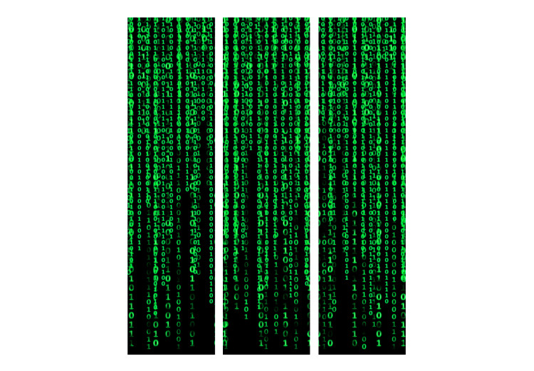 Room Divider Digital Rain (3-piece) - green abstraction on solid background 133285 additionalImage 3