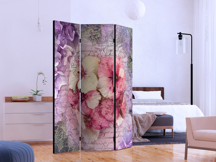 Folding Screen Memory - flowers in a colorful composition on a retro-themed background 133885 additionalImage 2