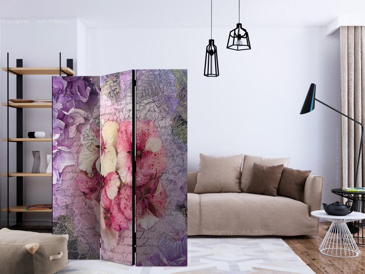 Folding Screen Memory - flowers in a colorful composition on a retro-themed background 133885 additionalImage 4