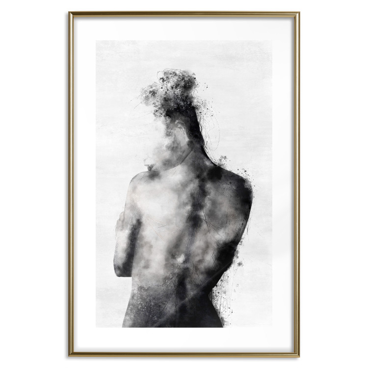 Wall Poster Contemplative - black and abstract silhouette of a figure on a contrasting background 134185 additionalImage 14