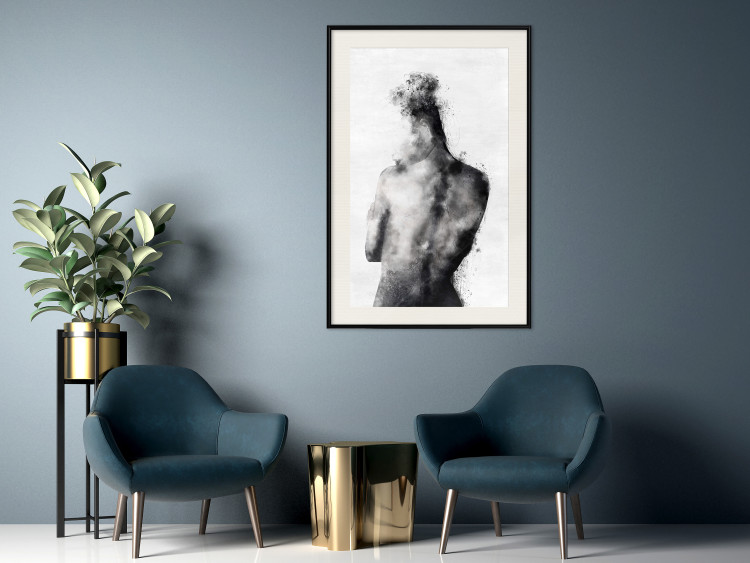 Wall Poster Contemplative - black and abstract silhouette of a figure on a contrasting background 134185 additionalImage 24