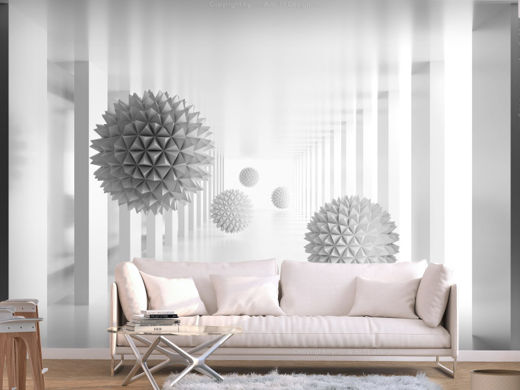 Wall Mural Futuristic tunnel - space with geometric spheres and columns 134485