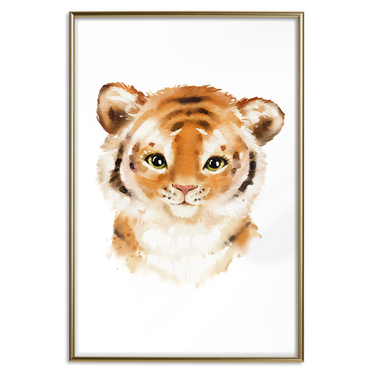 Poster Tiger Cub - a charming composition for children with a wild cat on a white background 136385 additionalImage 9