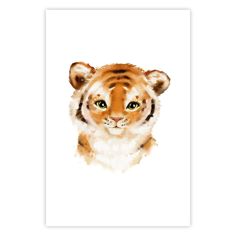 Poster Tiger Cub - a charming composition for children with a wild cat on a white background 136385 additionalImage 13