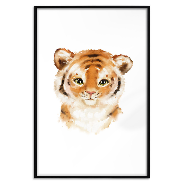 Poster Tiger Cub - a charming composition for children with a wild cat on a white background 136385 additionalImage 14